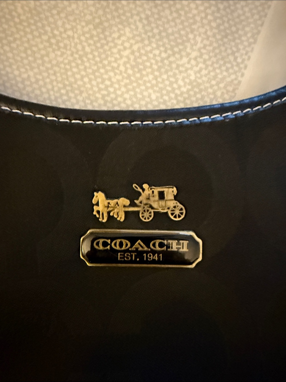 Coach Black Shoulder Bag with Gold Hardware and Contrast Stitching - Picture 10 of 11
